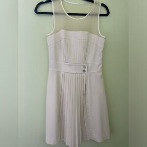 Womens Bebe Ivory Dress with Sheer Panelling and Pleats size 2